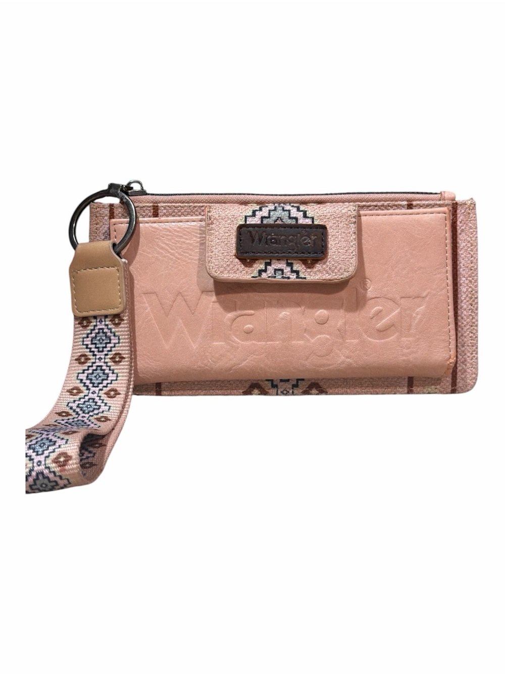 Wrangler Blush Pink Embossed Wristlet Wallet with Wristlet Strap